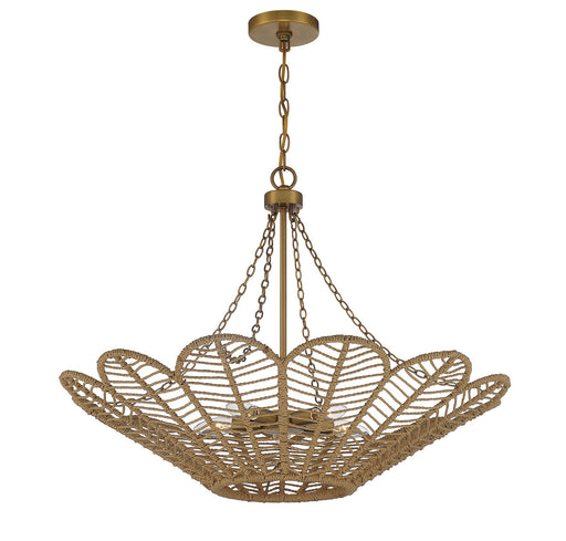 Savoy House - 7-1825-5-320 - Five Light Pendant - Cyperas - Warm Brass and Rope