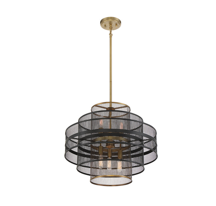 Savoy House - 7-1927-6-143 - Six Light Pendant - Kelvin - Matte Black with Warm Brass Accents