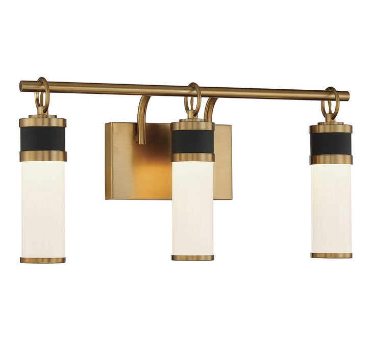 Savoy House - 8-1638-3-143 - LED Bathroom Vanity - Abel - Matte Black with Warm Brass Accents