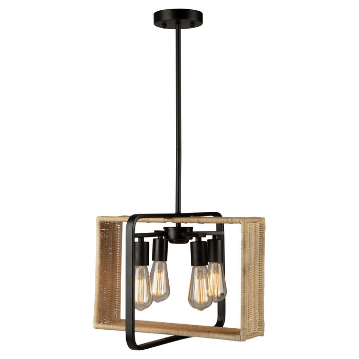 Artcraft - AC11714BK - Four Light Pendant - Perris - Black