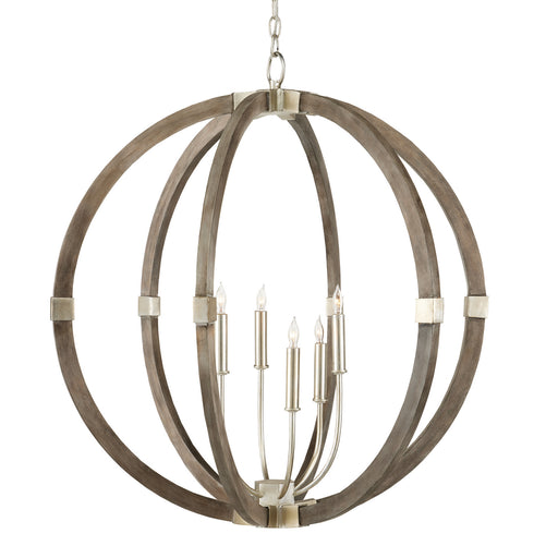 Currey and Company - 9000-0941 - Six Light Chandelier - Bastian - Contemporary Silver Leaf/Chateau Gray