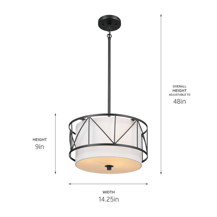 Kichler - 52074BK - Three Light Pendant/Semi Flush - Birkleigh - Black