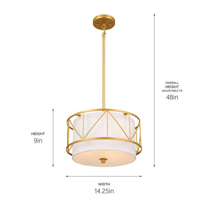 Kichler - 52074CLG - Three Light Pendant/Semi Flush - Birkleigh - Classic Gold