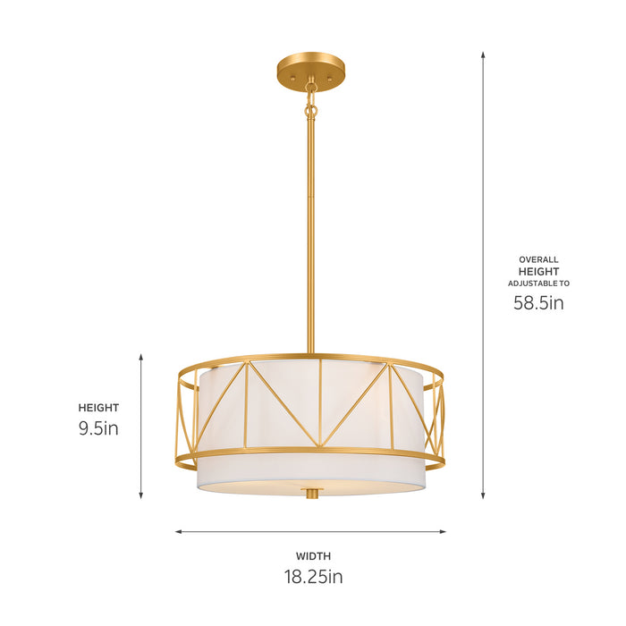 Kichler - 52075CLG - Three Light Pendant/Semi Flush - Birkleigh - Classic Gold