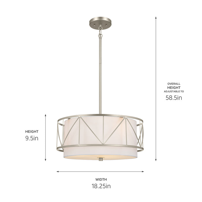 Kichler - 52075SN - Three Light Pendant/Semi Flush - Birkleigh - Satin Nickel