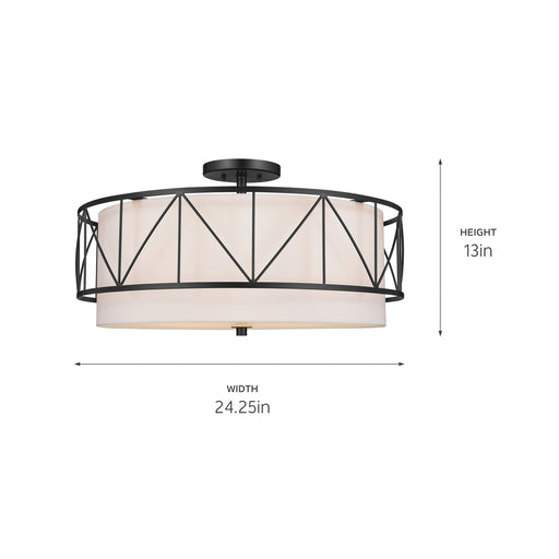 Kichler - 52076BK - Four Light Semi Flush Mount - Birkleigh - Black