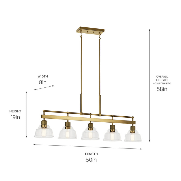 Kichler - 52404BNB - Five Light Linear Chandelier - Eastmont - Brushed Brass