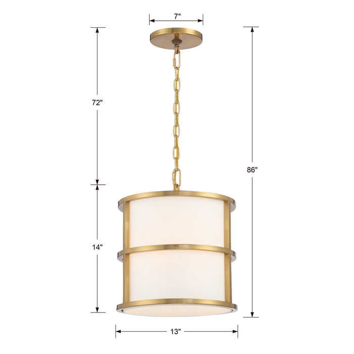 Crystorama - 9593-LG - Three Light Pendant - Hulton - Luxe Gold