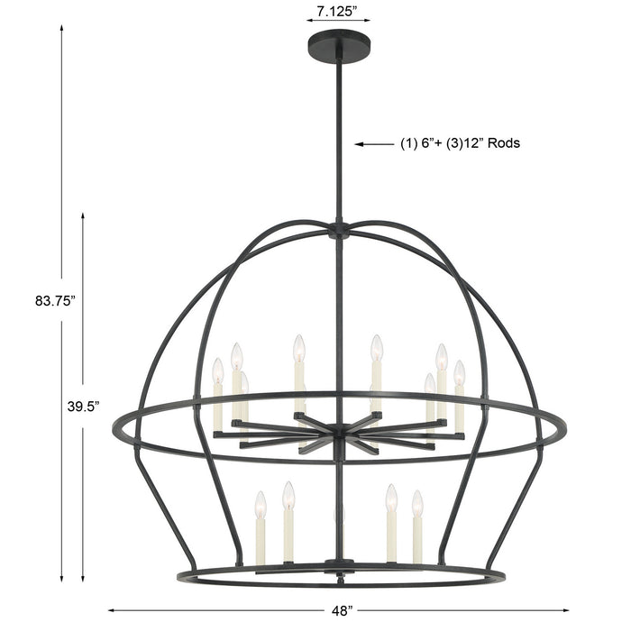 Crystorama - ABB-3029-BK - 15 Light Chandelier - Abbott - Black