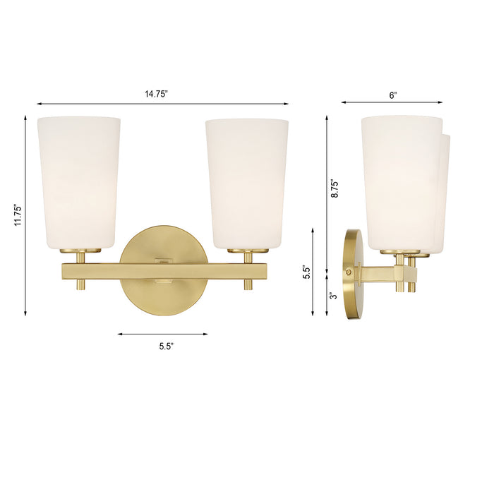 Crystorama - COL-102-AG - Two Light Wall Sconce - Colton - Aged Brass