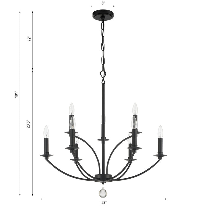 Crystorama - MIL-8009-BK - Nine Light Chandelier - Mila - Black