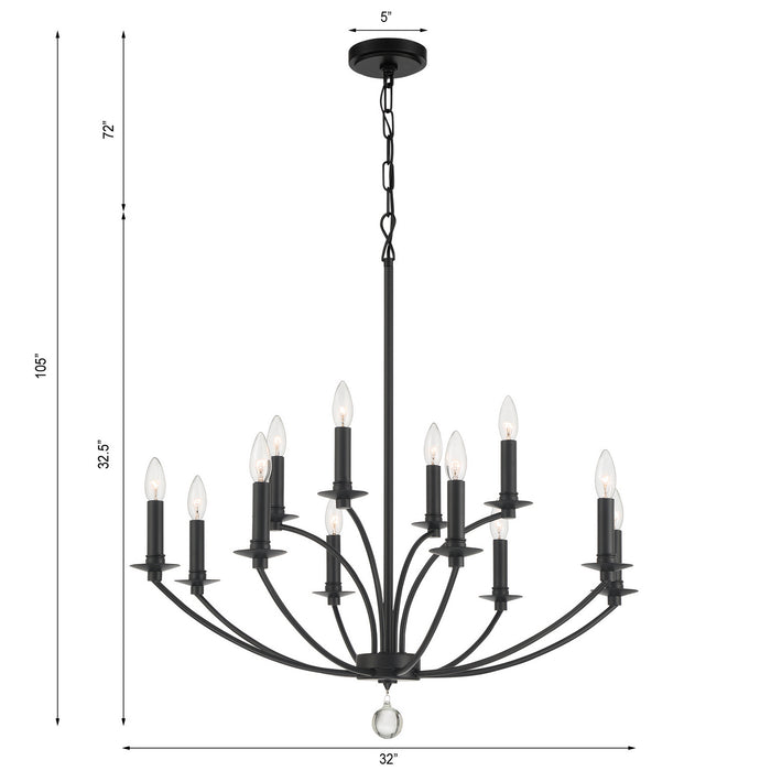 Crystorama - MIL-8012-BK - 12 Light Chandelier - Mila - Black