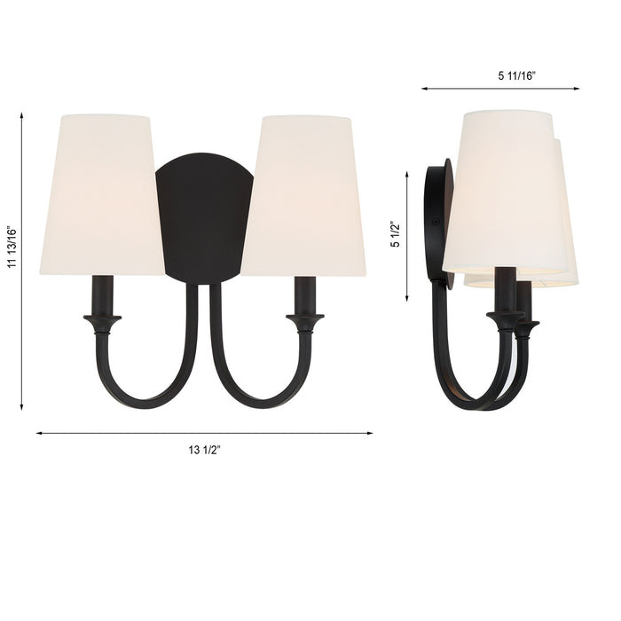 Crystorama - PAY-922-BF - Two Light Wall Sconce - Payton - Black Forged