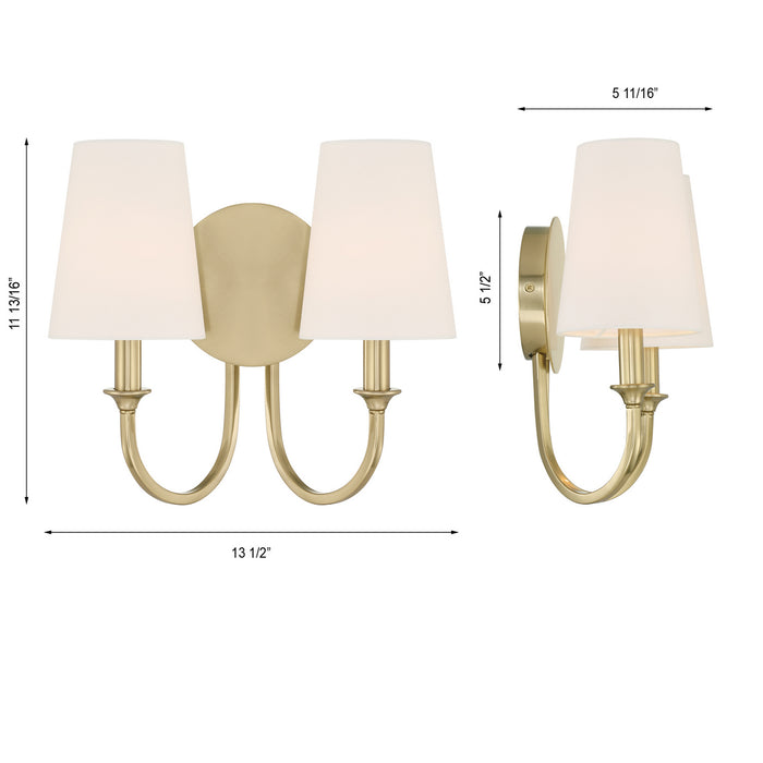 Crystorama - PAY-922-VG - Two Light Wall Sconce - Payton - Vibrant Gold