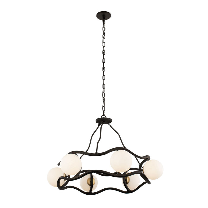 Varaluz - 374C06CBFG - Six Light Chandelier - Black Betty - Carbon/French Gold