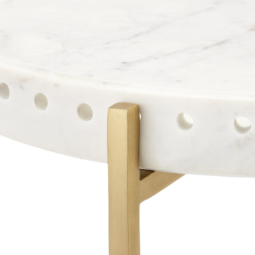 Currey and Company - 4000-0146 - Accent Table - Freya - White/Antique Brass