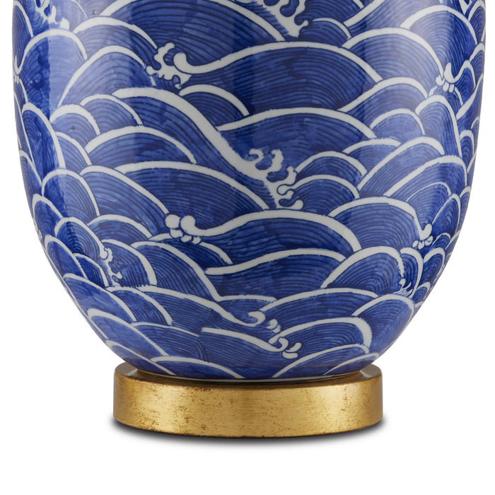 Currey and Company - 6000-0842 - One Light Table Lamp - Nami - Blue/White/Gold Leaf