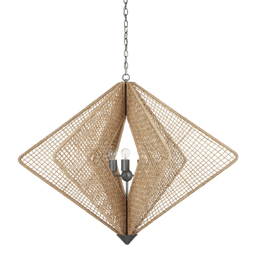 Currey and Company - 9000-0965 - Three Light Chandelier - Hiroshi Koshitaka - Natural Rope/Hiroshi Gray