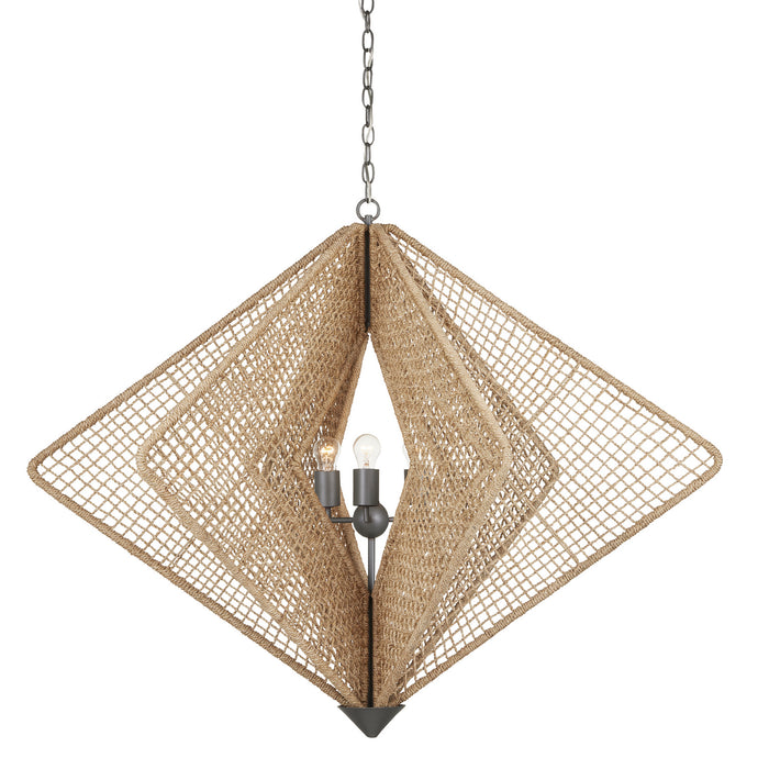 Currey and Company - 9000-0965 - Three Light Chandelier - Hiroshi Koshitaka - Natural Rope/Hiroshi Gray