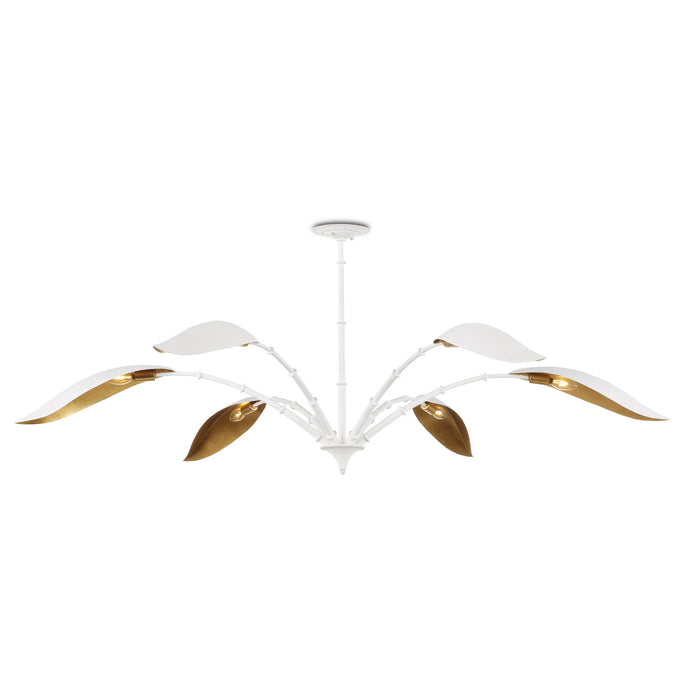 Currey and Company - 9000-0974 - Six Light Chandelier - Yuriko - Gesso White/Contemporary Gold Leaf