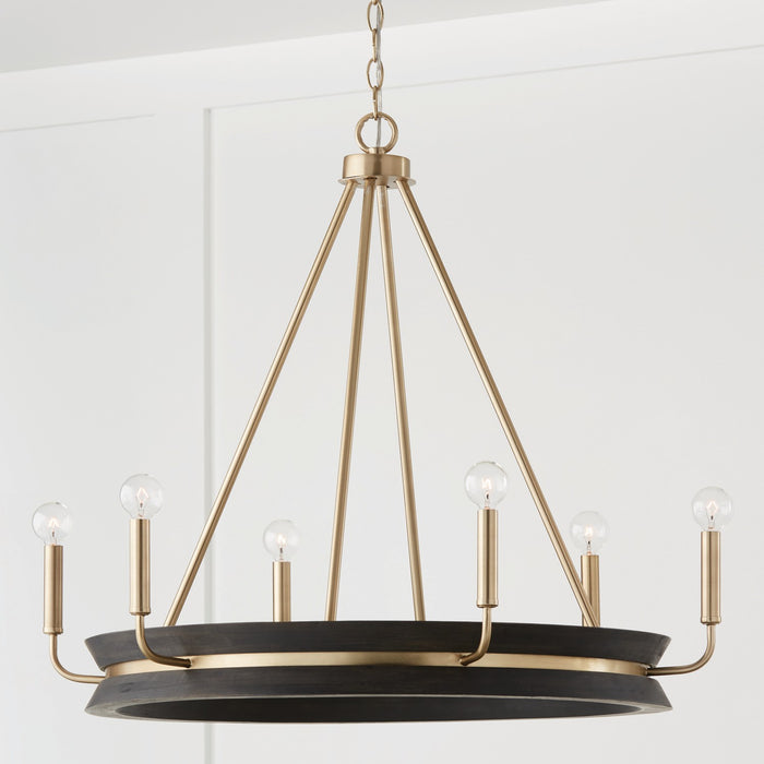 Capital Lighting - 447361KR - Six Light Chandelier - Finn - Black Stain and Matte Brass