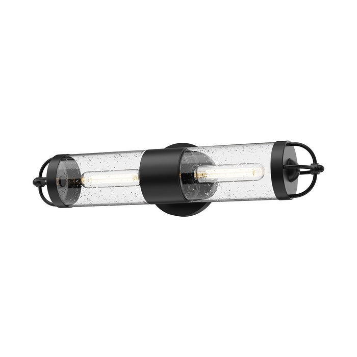 Alora - EW461102BKCB - Two Light Outdoor Wall Lantern - Lancaster - Clear Bubble Glass/Textured Black