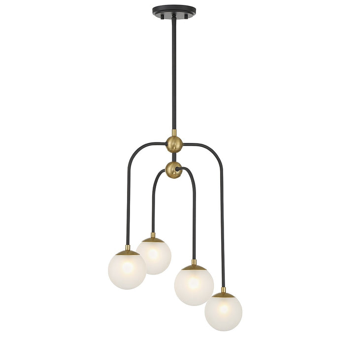 Savoy House - 1-6697-4-143 - Four Light Chandelier - Couplet - Matte Black with Warm Brass