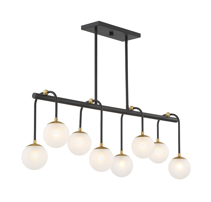 Savoy House - 1-6699-8-143 - Eight Light Linear Chandelier - Couplet - Matte Black with Warm Brass