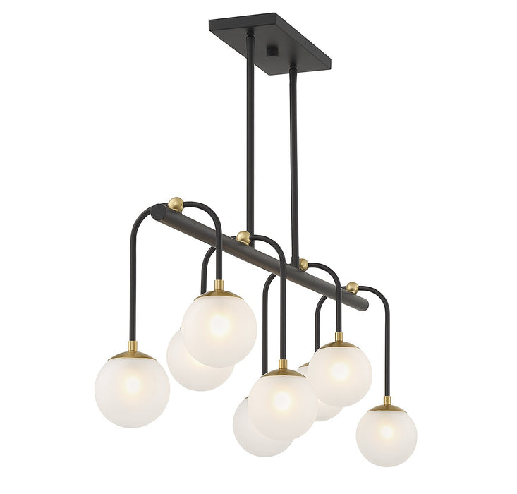 Savoy House - 1-6699-8-143 - Eight Light Linear Chandelier - Couplet - Matte Black with Warm Brass