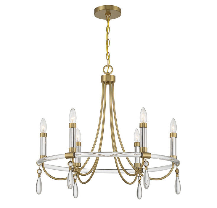 Savoy House - 1-7716-6-195 - Six Light Chandelier - Mayfair - Warm Brass and Chrome