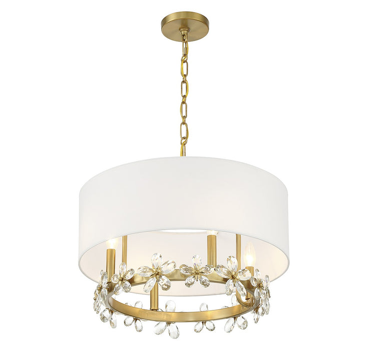 Savoy House - 7-4366-4-322 - Four Light Pendant - Dahlia - Warm Brass