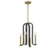 Savoy House - 7-5532-4-143 - Four Light Pendant - Archway - Matte Black with Warm Brass