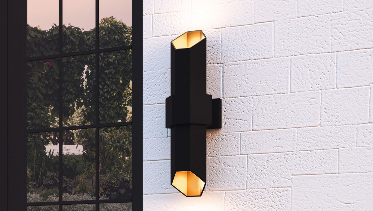 Quoizel - CHS8407MBKG - LED Outdoor Wall Mount - Chasm - Matte Black Gold