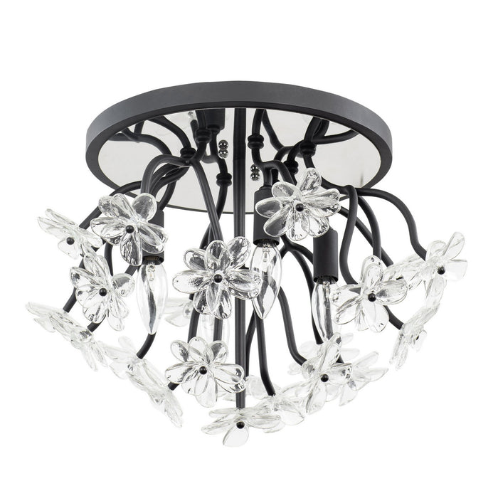 Varaluz - 378S04MB - Four Light Semi-Flush Mount - Wildflower - Matte Black