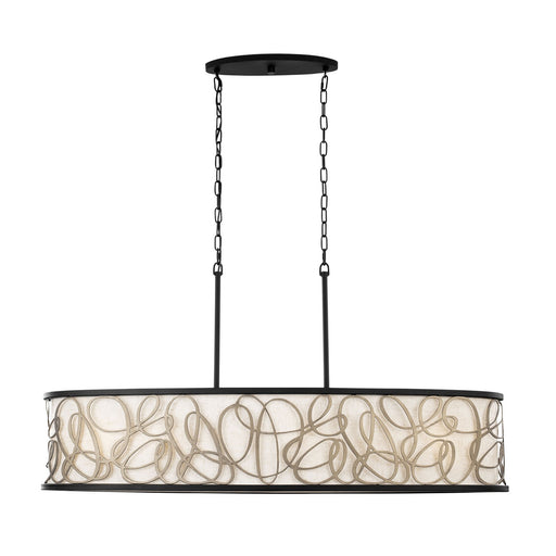 Varaluz - 381N06MBAR - Six Light Linear Pendant - Scribble - Matte Black/Artifact