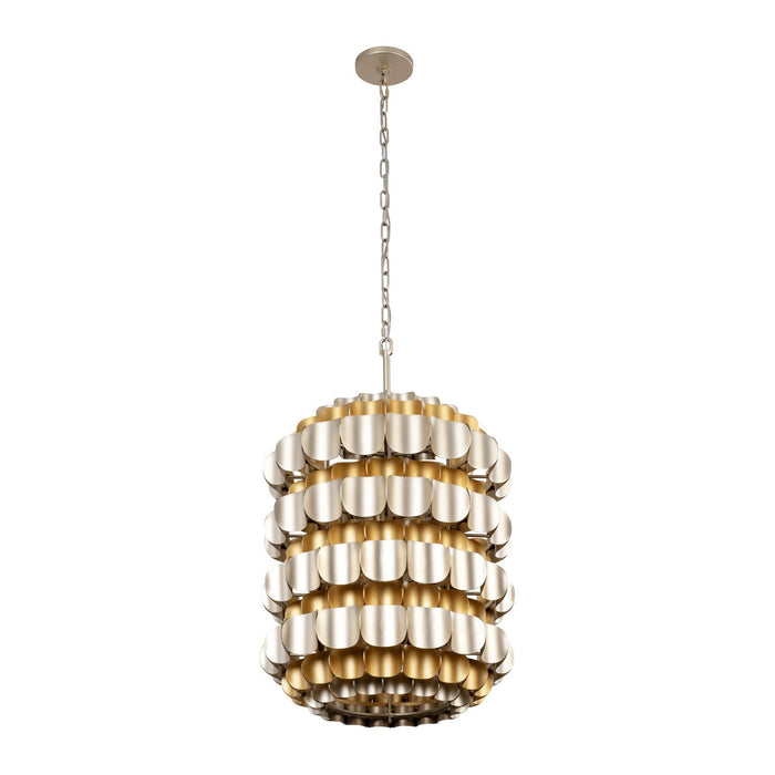 Varaluz - 382F06AGGD - Six Light Foyer Pendant - Swoon - Antique Gold/Gold Dust