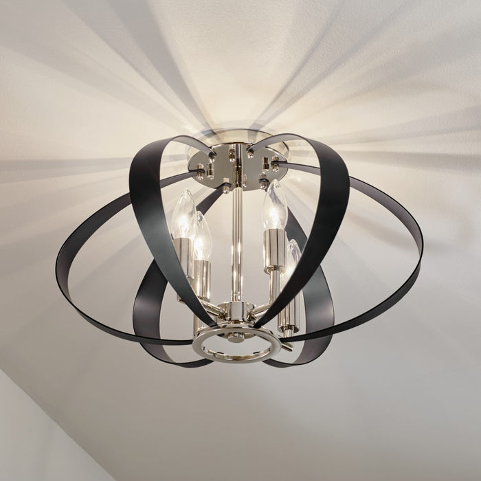 Kichler - 52588PN - Four Light Flush Mount - Cecil - Polished Nickel