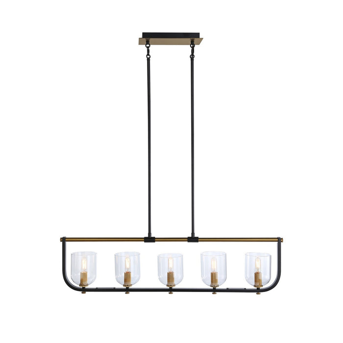 Artcraft - AC11745BB - Five Light Island Pendant - Cheshire - Black & Brass