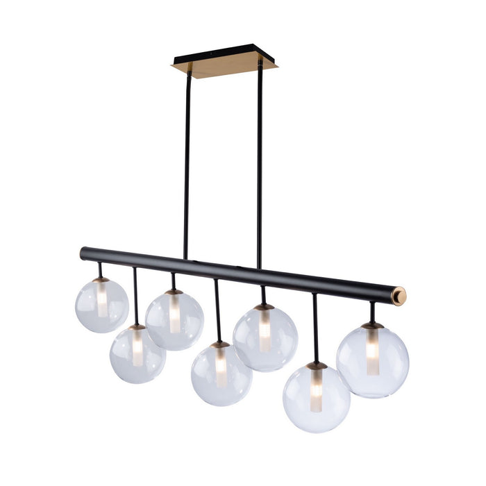 Artcraft - AC11767VB - Seven Light Island Pendant - Aurelia - Matte Black & Brass