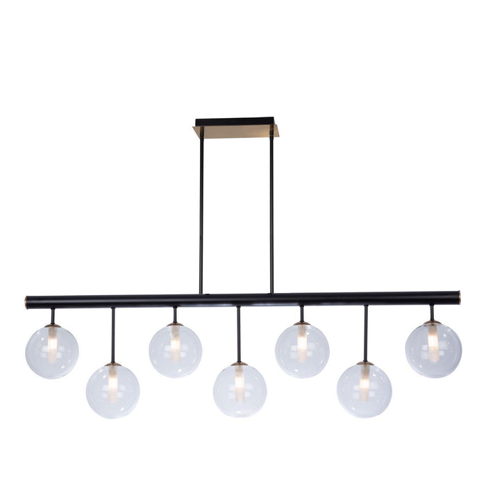 Artcraft - AC11767VB - Seven Light Island Pendant - Aurelia - Matte Black & Brass