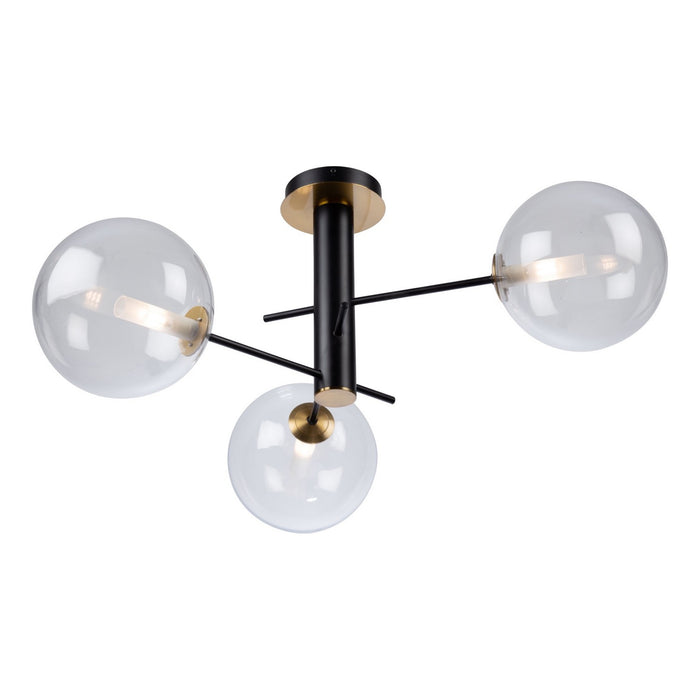 Artcraft - AC11763VB - Three Light Semi-Flush Mount - Aurelia - Matte Black & Brass