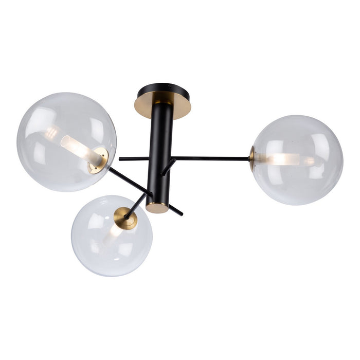 Artcraft - AC11763VB - Three Light Semi-Flush Mount - Aurelia - Matte Black & Brass