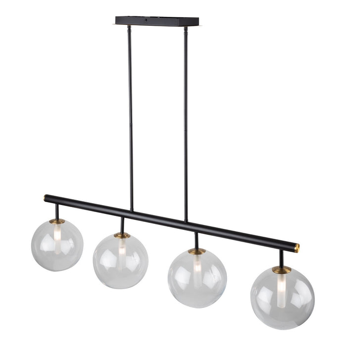 Artcraft - AC11764VB - Four Light Island Pendant - Aurelia - Matte Black & Brass