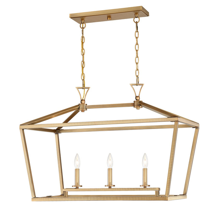 Savoy House - 1-423-3-322 - Three Light Linear Chandelier - Townsend - Warm Brass