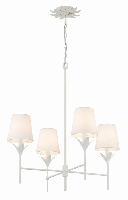 Crystorama - 534-MT - Four Light Chandelier - Broche - Matte White