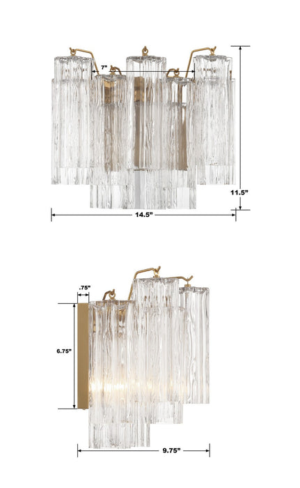 Crystorama - ADD-302-AG-CL - Two Light Wall Sconce - Addis - Aged Brass