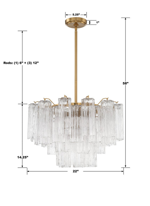 Crystorama - ADD-308-AG-CL - Nine Light Chandelier - Addis - Aged Brass