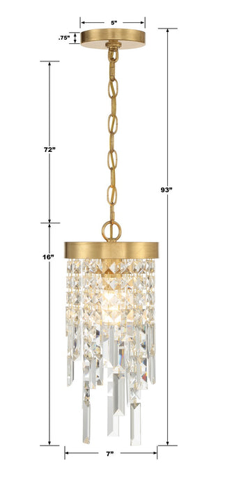 Crystorama - WIN-210-GA-CL-MWP - One Light Pendant - Winfield - Antique Gold