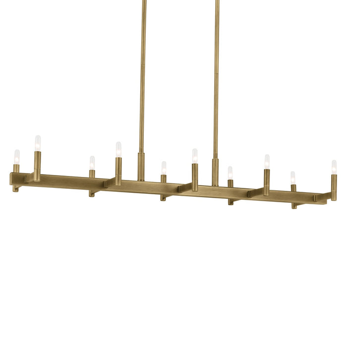 Kichler - 52614NBR - Ten Light Linear Chandelier - Erzo - Natural Brass