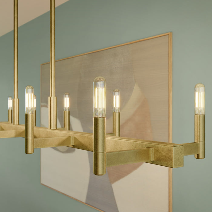 Kichler - 52614NBR - Ten Light Linear Chandelier - Erzo - Natural Brass